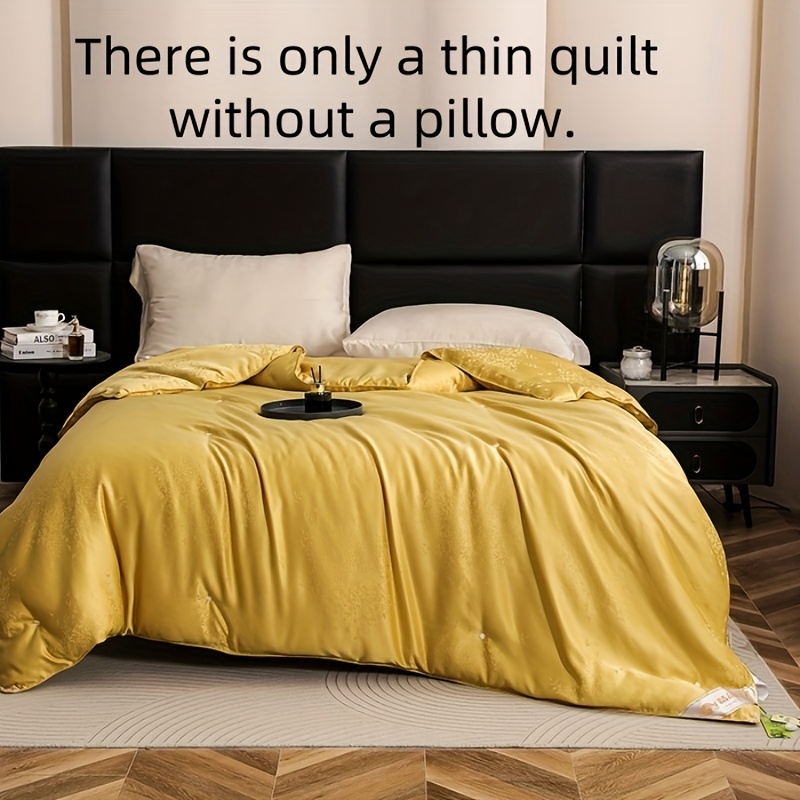 TEMU 100% Quilt - Handcrafted Summer Thin Quilt, Soft And Breathable, Satin Jacquard Fabric, Smooth Texture, Light And Luxurious, Suitable For ,