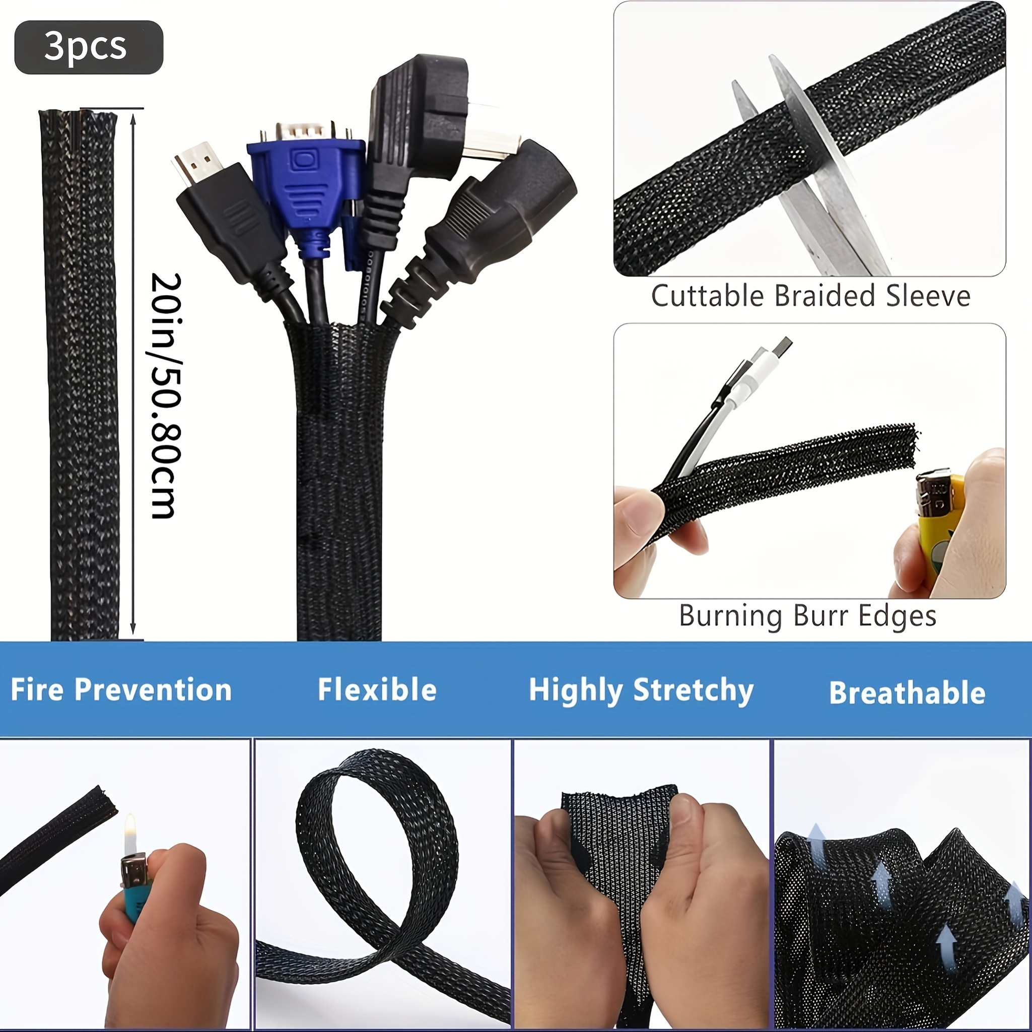 151 cable management organizer kit 3 cable sleeves 9 wall cable tie mounts 100 fastening cable ties 20 tie mount clips multi purpose cord organizers 10 t type straps Product details 2