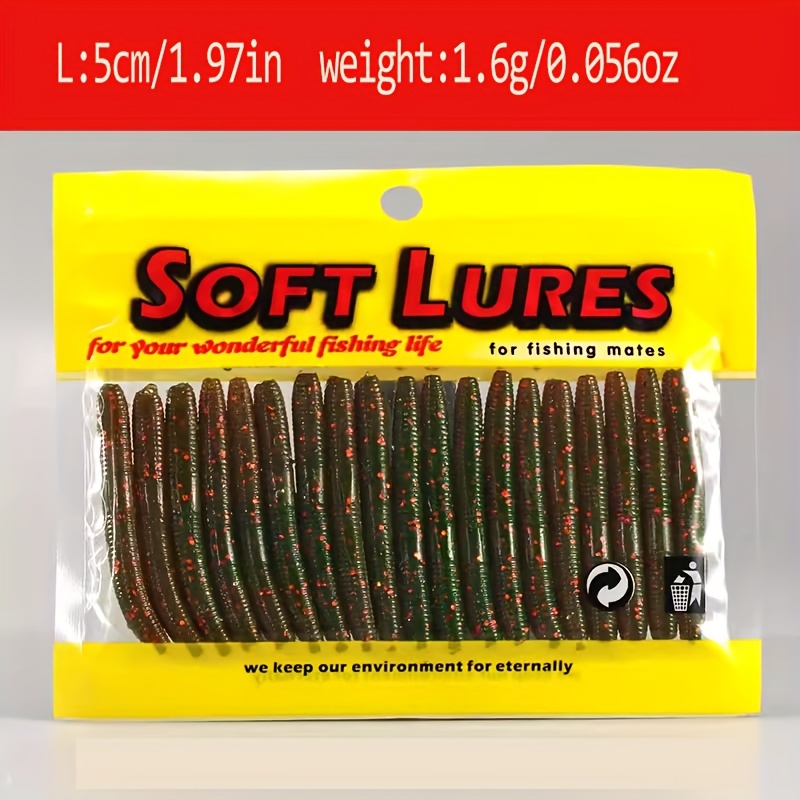 Senko Worms for Bass Fishing,Soft Plastic Fishing Lures,30pcs Rubber  Fishing Worms, 4-5 inchs Wacky Worms for Bass Freshwater Saltwater Fishing