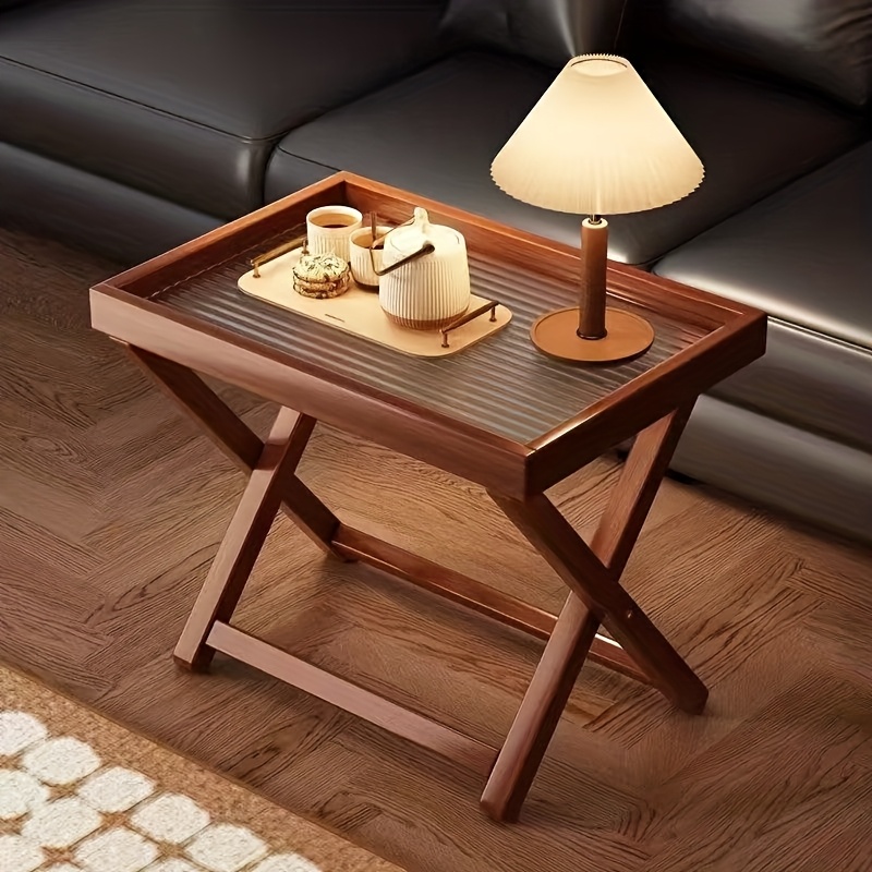 1pc Table Suitable For Sofa Side Table, Mini Coffee Table With Storage Shelf - Table, Space- For Small Spaces, Balcony, Living Room, Bedside - Wood, Assembly-free