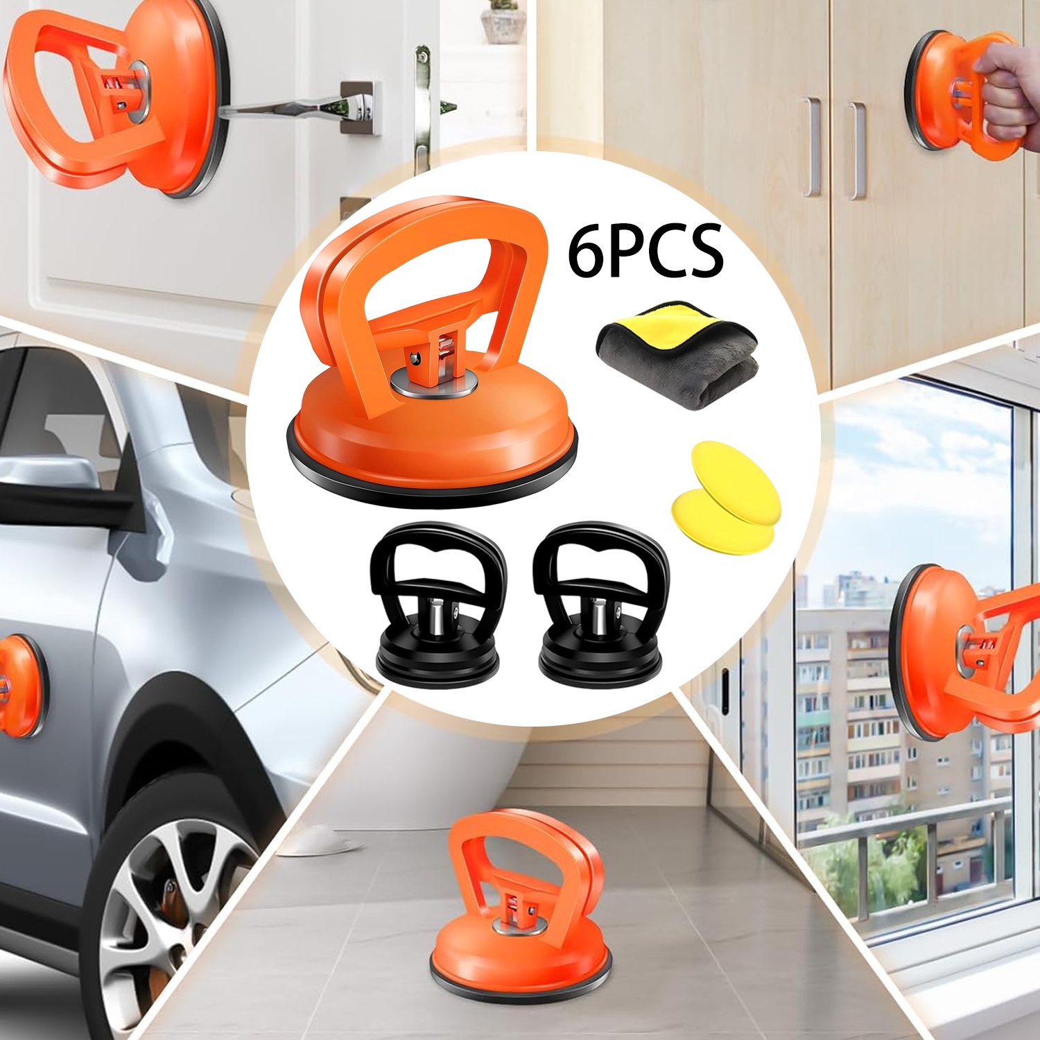 [paintless Dent Removal Kit] 6pcs Paintless Dent Removal Kit, Different Sizes, Applicable To Items Such As Car Bodies, Tiles, Screens