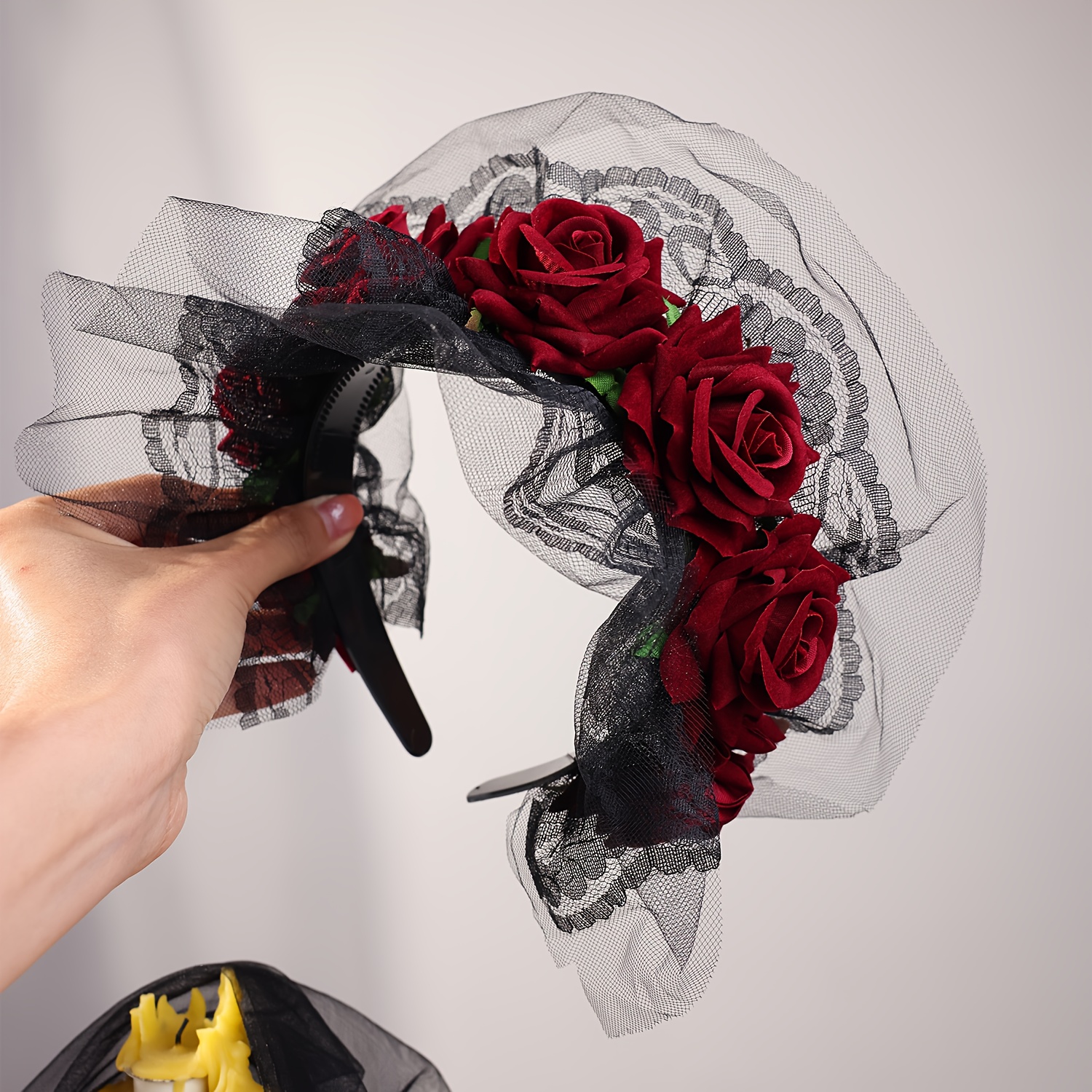 TEMU 1pc Halloween Black Vampire Princess Crown Birthday Headband - Women's Gothic Hair Accessory For Dressing Up