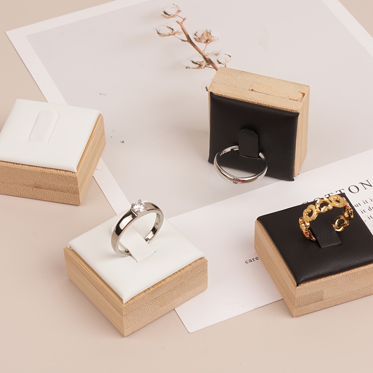 

1pc Natural Bamboo Ring Holder, Jewelry Display Stand For Rings, Elegant Wooden Accessory Organizer,