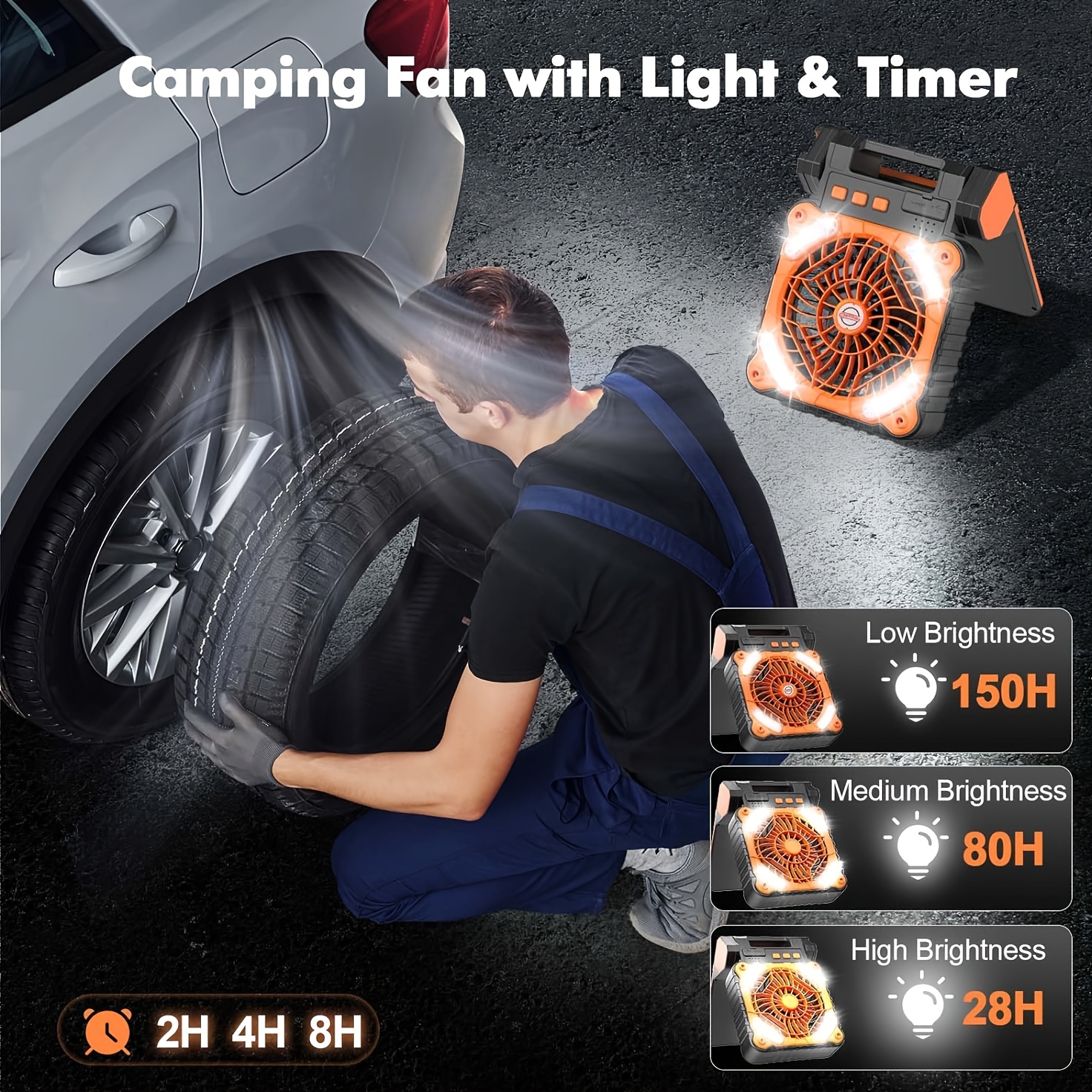 outdoor camping fan portable solar powered dual use fan with led light suitable for camping tents rvs fishing and lighting Product details 5