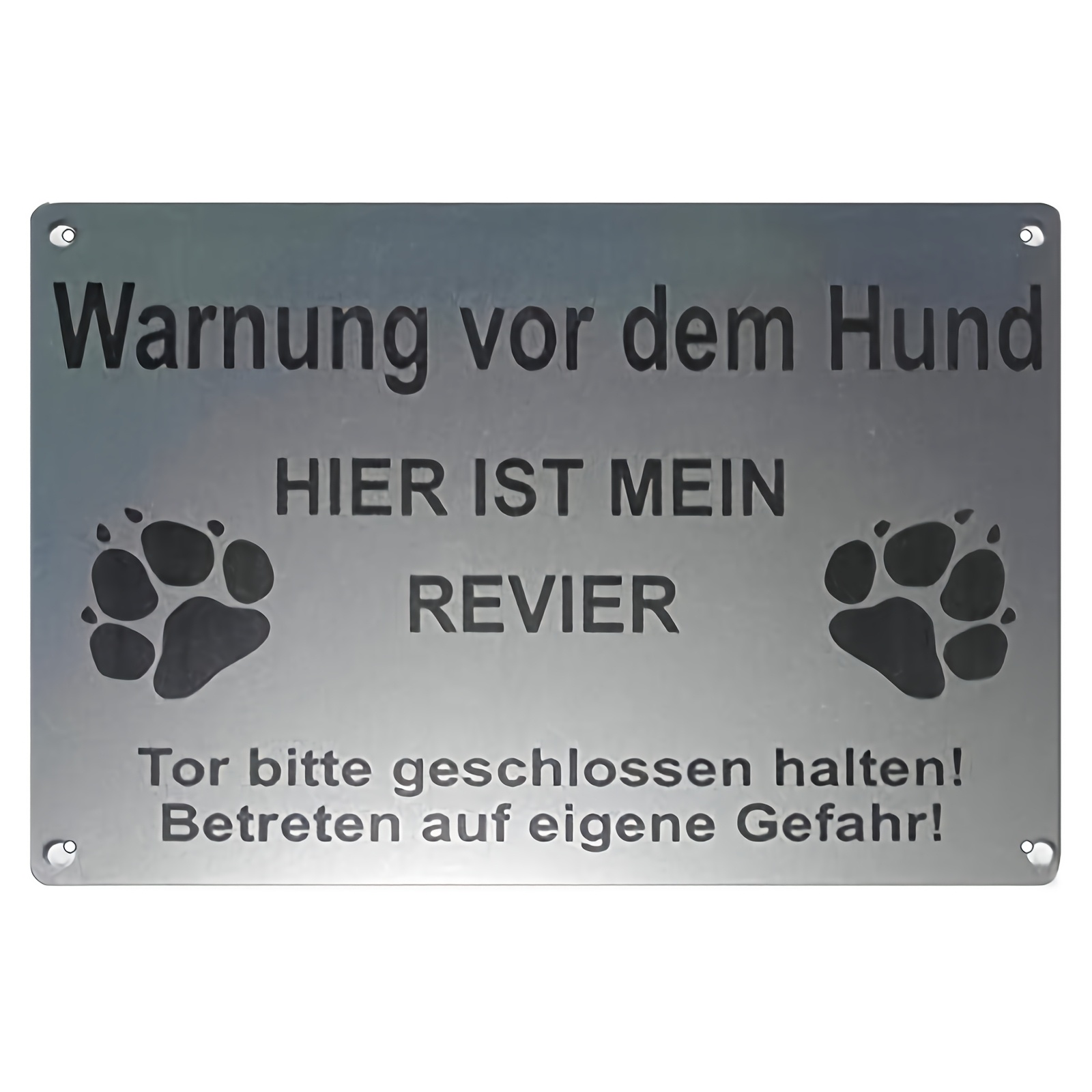 

1pc Iron Painting Warning Sign Achtung Freilaufender Hund Tor Geschlossen Betreten Sign Dog Sign Silvery Holes Corner In/ 20*30cm/8*12inch