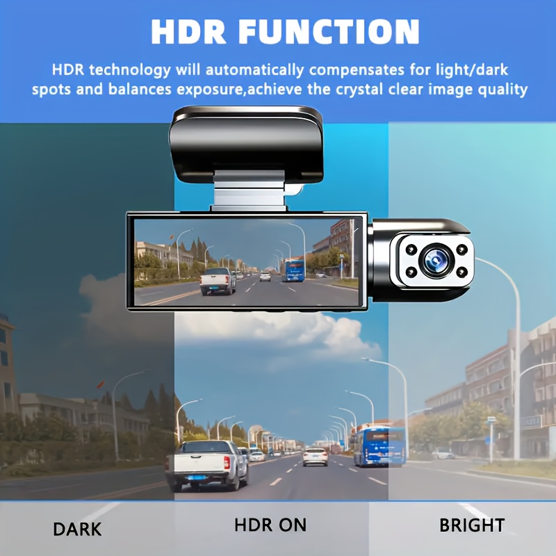 BCUOZ 1080P Dual Camera Dash Cam for Cars with IR Night Vision, Loop Recording, Wide Angle Lens & 3.16