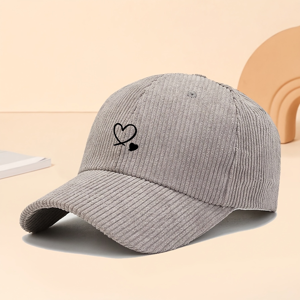 1pc casquette en velours   imprimé   cœurs pour femmes & unisexe - chapeau chaud ajustable antivent en   pour streetwear extérieur,   avec bord   et coupe confortable pour lhiver Détails du produit 5