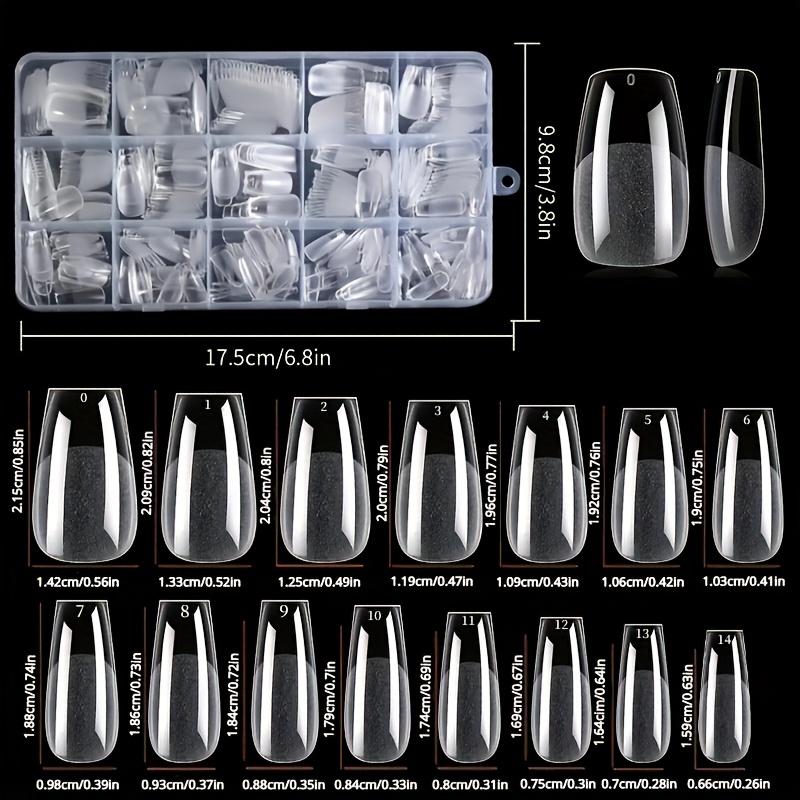 450pcs Short Coffin False Nails, - Soft Glue, Semi-matte Effect, Full Coverage, Acrylic Material, 15 Sizes, Suitable For Nail Extension, Natural , Easy To Apply And Color