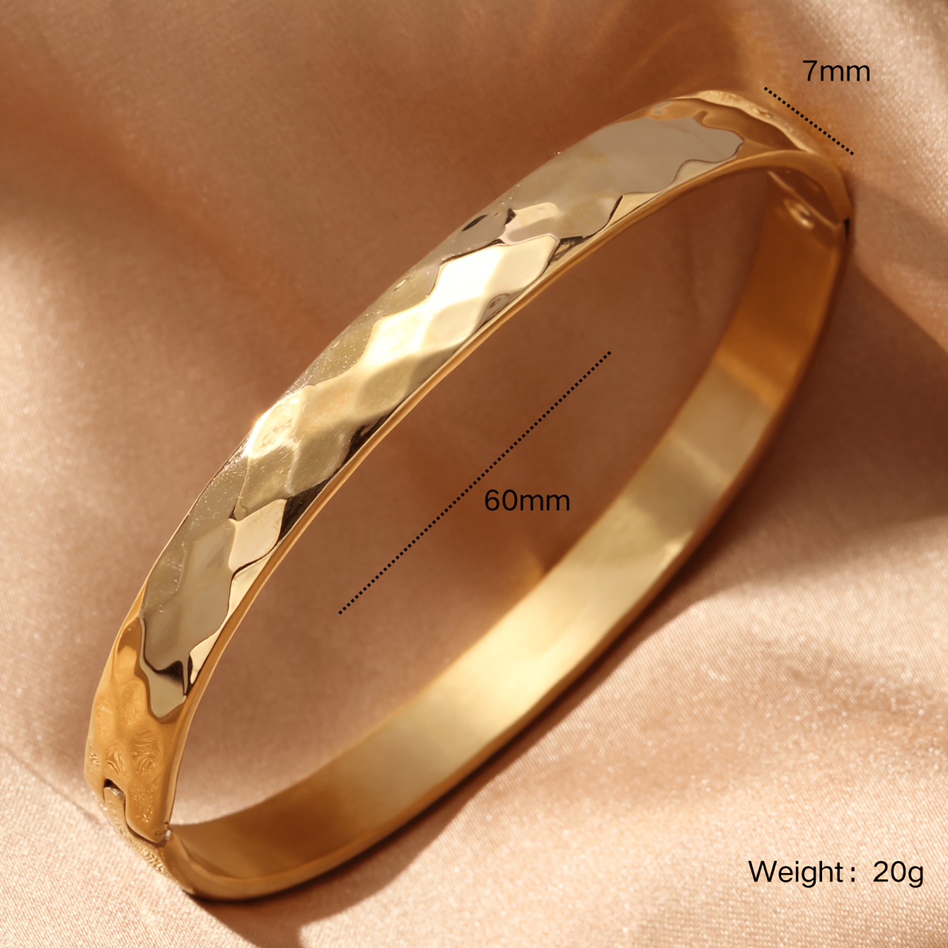 TEMU Bracelet à fermoir martelé - Fabriqué en acier inoxydable 304, -décoloration et hypoallergénique. Doté d'une texture tridimensionnelle avec une