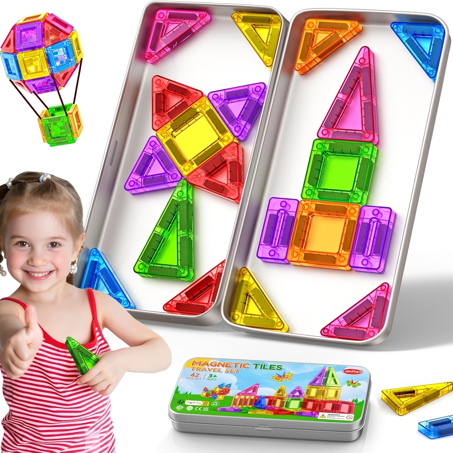 Image of Mini Magnetic Building Block Toy Set, Including Storage Box And Magnetic Building Blocks. Suitable For Boys And Girls Aged 3 And Above As Birthday Or Holiday Gifts. 41pcs