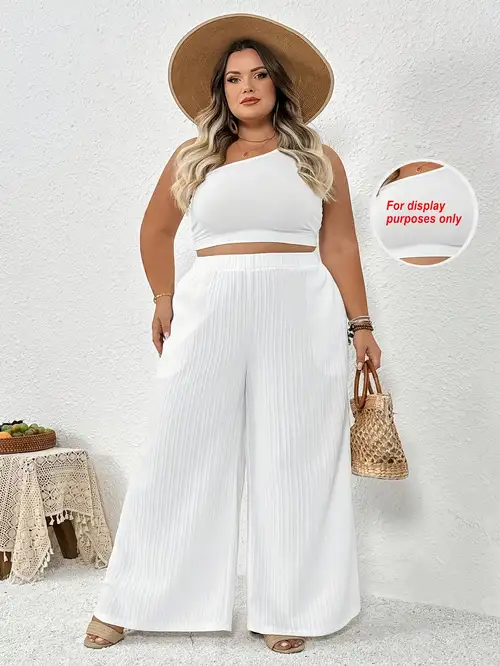 white plus size dress pants & Trousers Length May Vary Pull-on Ankle Pant - White