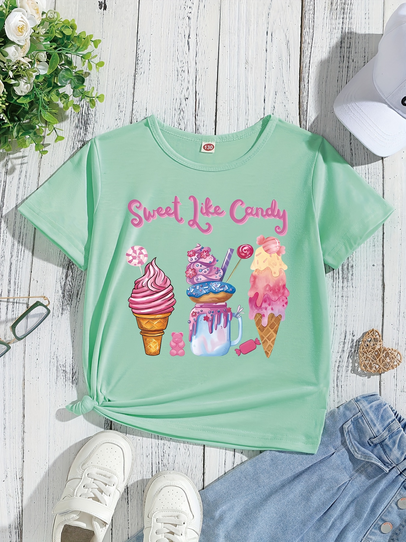 Apparel Ice Cream Shirt Dress Mint Cream Print T Shirt Sweet Candy Temu Oman, image size:800x1067