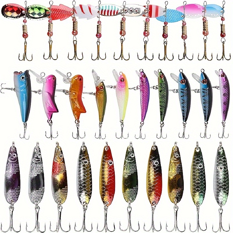 

Fishing Lures Kit, 30pcs Spinner Baits Trout Lures Spoon Lures Hard Baits Crankbaits Fishing Lures For Bass Trout Crappie Walleye Fishing