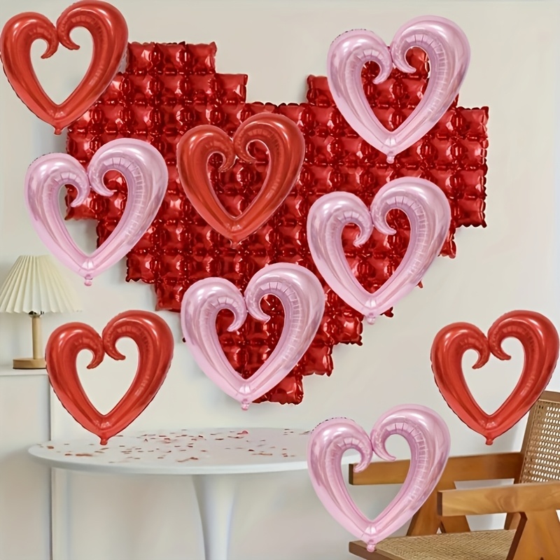 

10pcs Heart-shaped Valentine's Day Balloons Set, Small Love Couple Festival Party Decorations, Wedding Celebration Backdrop Supplies, Photo Prop Aluminum Film Balloons, No Electricity Needed