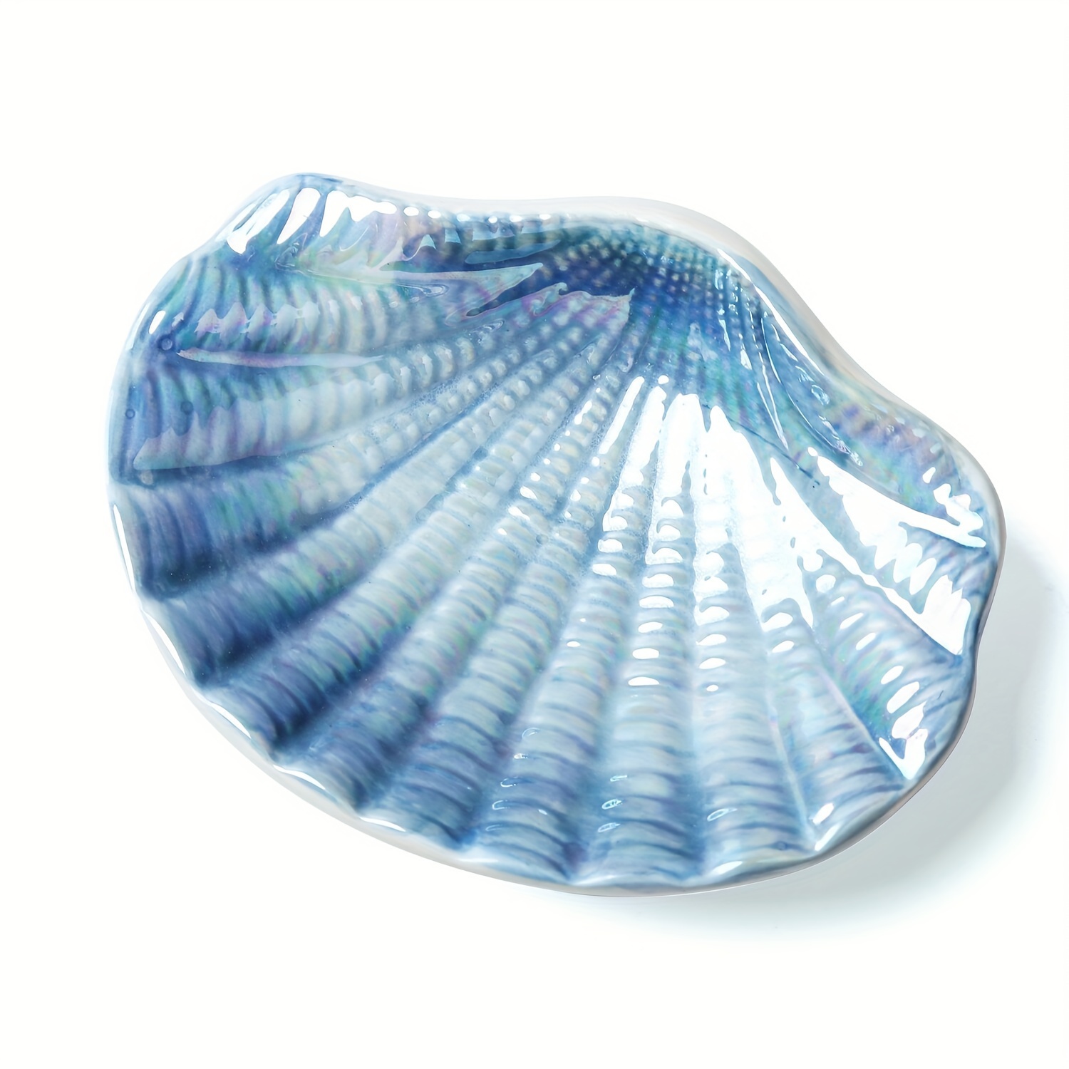 

Elegant Ceramic Seashell Soap Dish - Iridescent Blue/white/green, Oval-shaped, Sink Decor, Soap Holder Bathroom