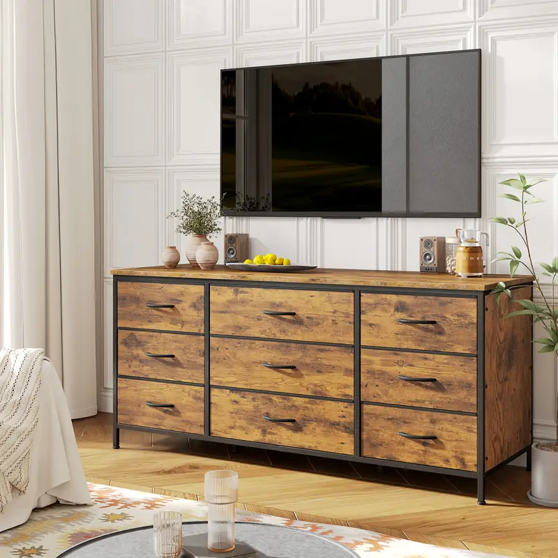 60 in long dresser Amazon.com: HUAHUU 9 Drawer Dresser for Bedroom, 60 Inch Long Dressers & Rattan Chest of Drawers, Large TV Stand for 55, 65, 70 Inch TV, Boho Style, Modern Dresser for, Living Room,
