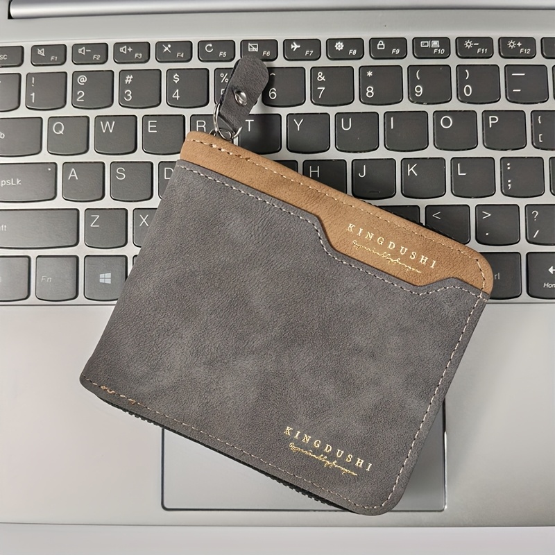 Image of Personalized Matte Pu Wallet With Photo Customization & Zipper Coin Pocket, Slim Wallet For Men Women, Gift For Boyfriend Husband Valentine's Day Christmas Birthday