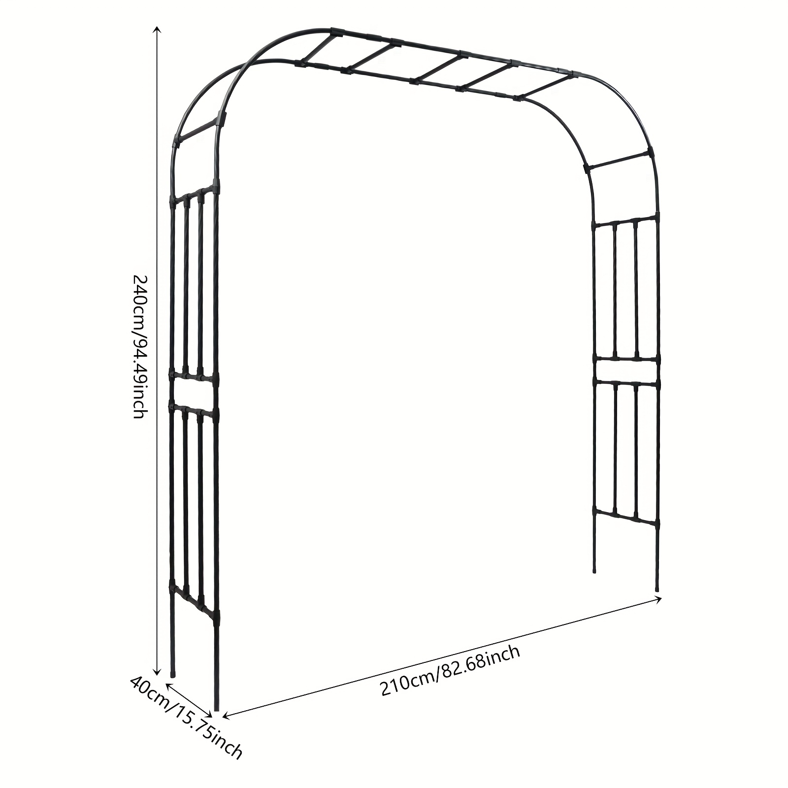 TEMU Métallique Noire pour Plantes Grimpantes, 2.4m x 2.1m - pour , Rosiers, Concombres et Plus | en Acier Revêtu de PE | Parfaite pour , Terrasses &