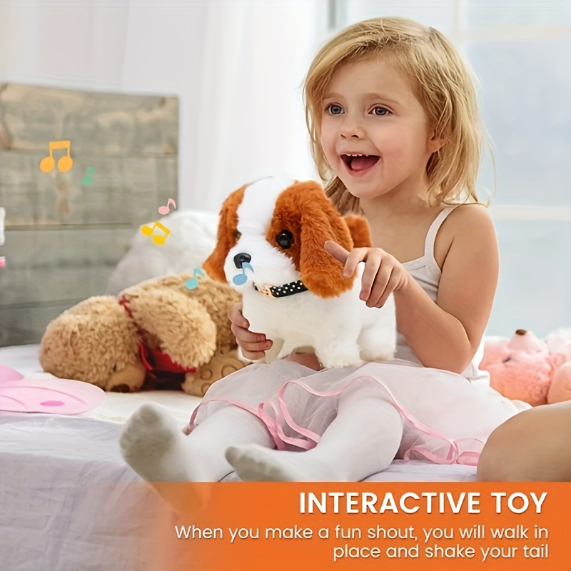 PVCS Simulation peluche électrique chiot jouet pour animaux de compagnie  chien peut marcher et appeler jouet chien cadeau pour enfants pour les  enfants