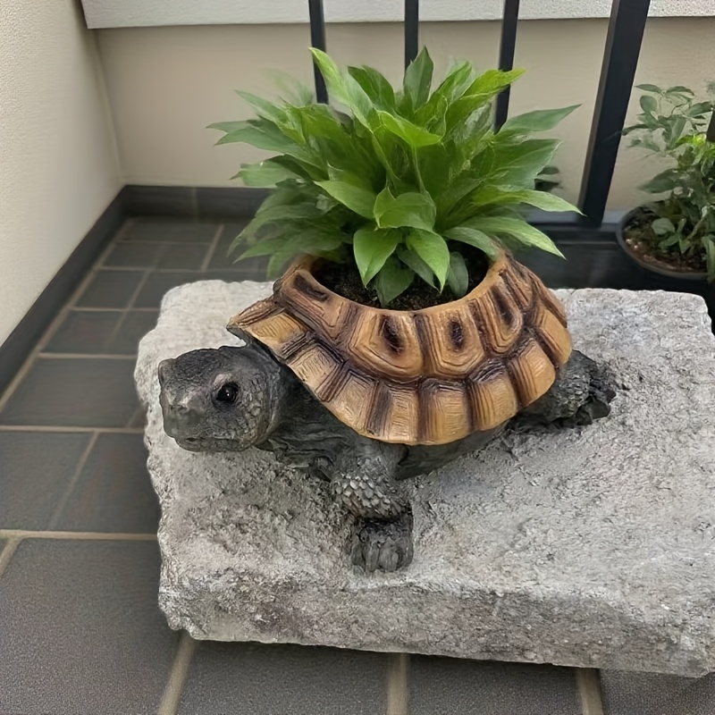 1pc Macetero en Forma de Tortuga para Suculentas - Maceta de Resina para Cactus y Suculentas, Decoración Animal para Hogar o Patio, Regalo Ideal para Aficionados a la Jardinería, Presente para Fiestas (No Requiere Electricidad)