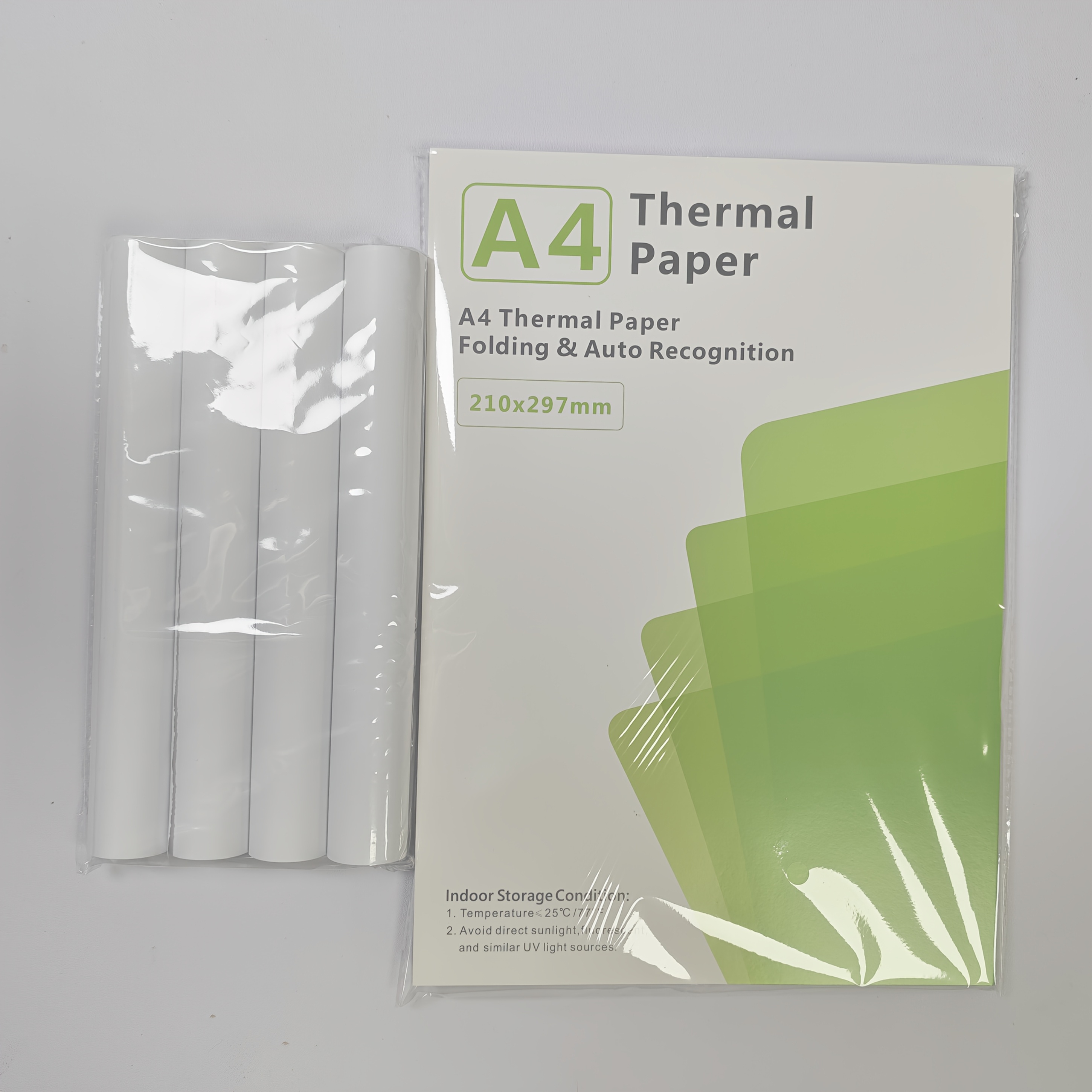 TEMU Thermopapier Combo Set, 1 Block mit 100 Seiten A4, 4 Rollen A4 Papier, Schnelltrocknend, Luftgetrocknet, Weiß, Geeignet für D810B Drucker, Ideal