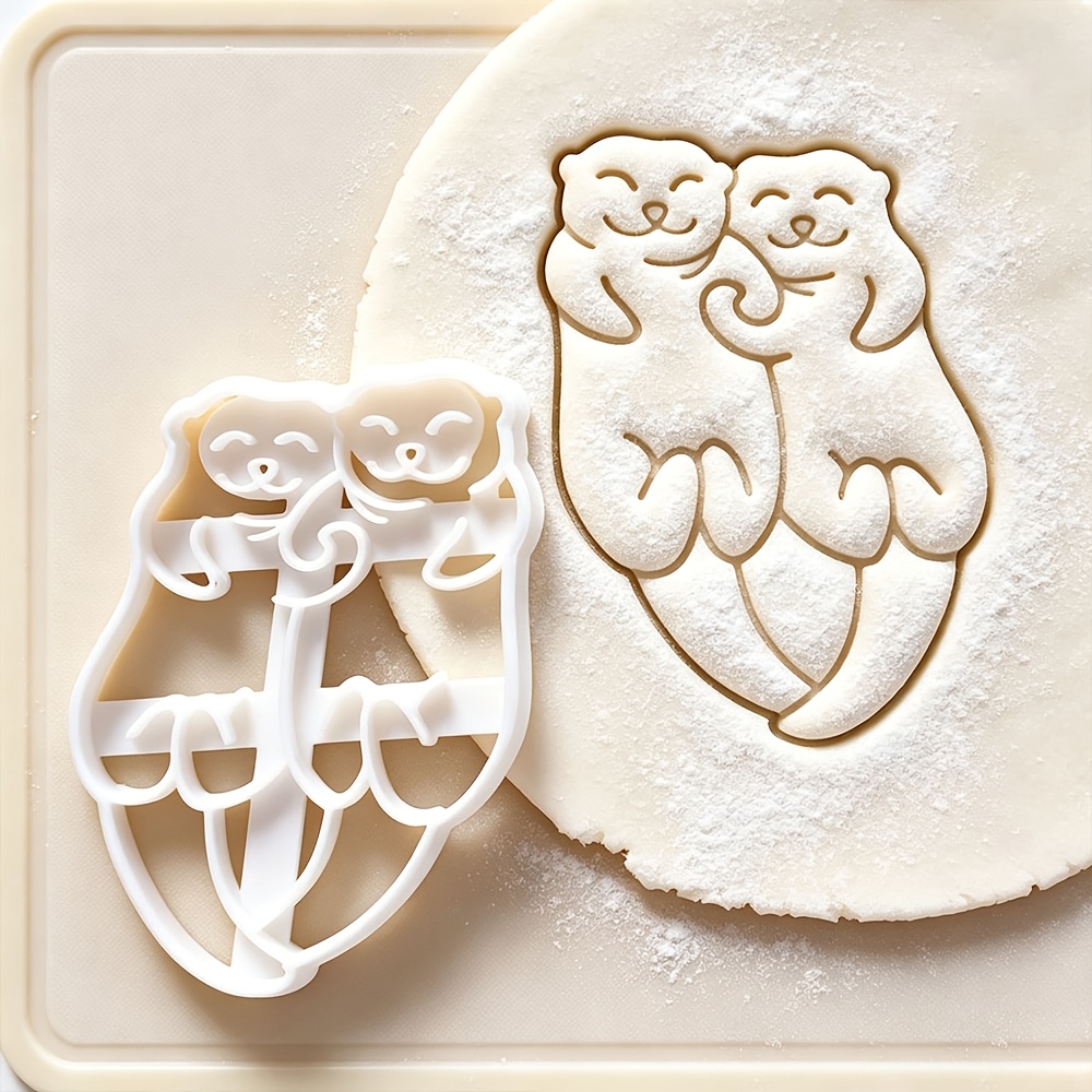 TEMU 1pc Otter Cookie Cutter, 2 Styles (swimming Otter, Holding Hands Otter), Cookie Cutter, Practical Sugar Cutting Tool, Cake Decoration Mold,