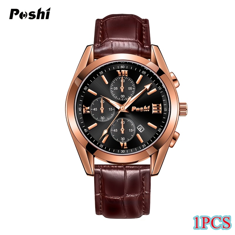 Unisex Quartz Watch with PU Strap, Multifunctional Design