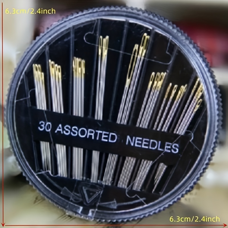

30-piece Golden Tail Sewing Needle Set With Easy Thread Design And Portable Storage Case - Black