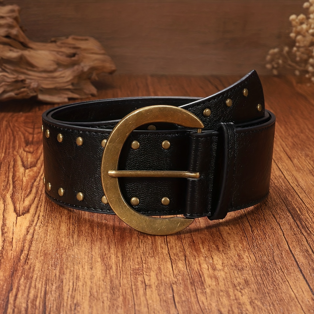 TEMU 1pc Ceinture Américaine Rétro à Boucle pour Femme en PU, Ceinture Large et Haut de Gamme Y2K Spicy à Stiques, Niche