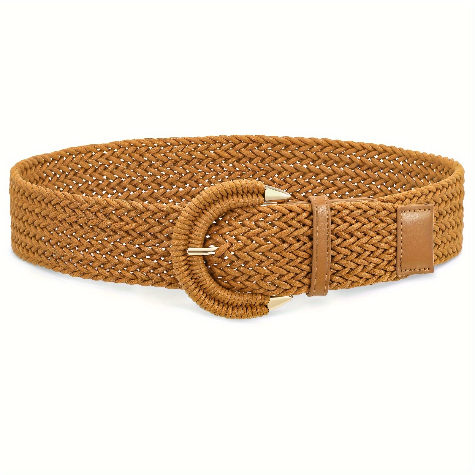 womens braided rattan wide belt waist belt half circle - Temu