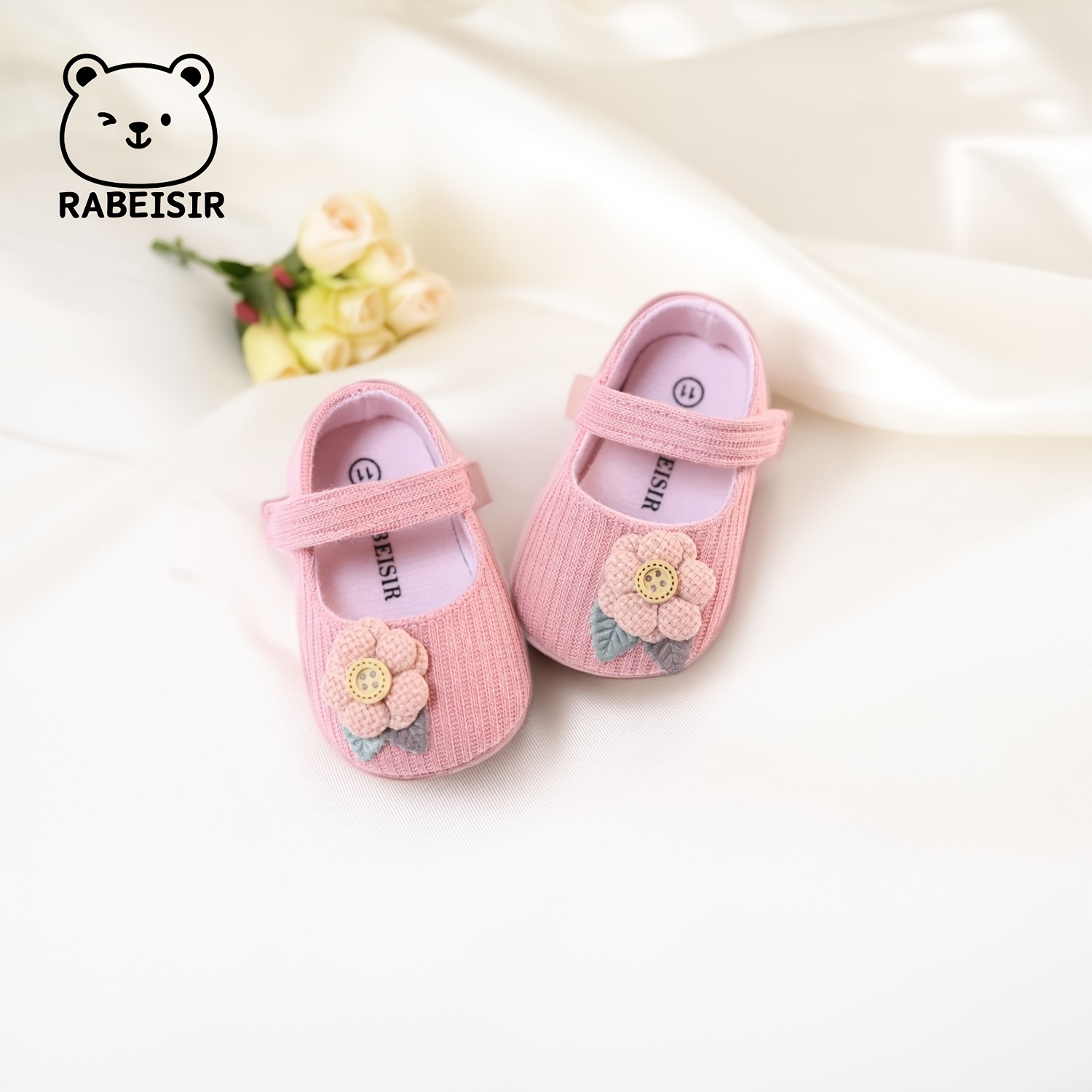Trendy Cute Flower Mary Jane Shoes For Baby Girls, Comfortable Lightweight Non Slip Walking Shoes For Indoor Outdoor Party, Spring And Autumn