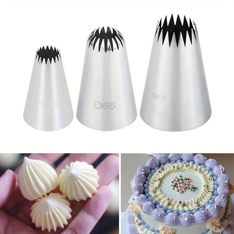 

3pcs Stainless Steel Cake Decorating Set - Seamless, Icing Piping Tips For Cookies & Desserts, Kitchen Baking Tools