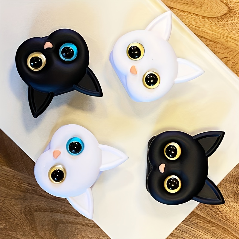 

1pc3d Cartoon Cat Mobile Phone Grip Mirror Ring Holder Cute Cat Head Original Inspired Meow Star Mobile Phone Airbag Stand Retractable Ring Buckle Desktop Lazy Support Frame