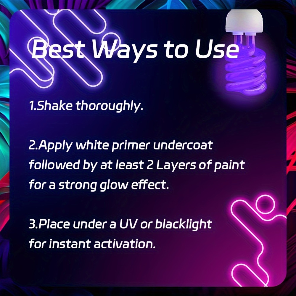 10ml 8 pcs glow in the dark body and face paint uv neon blacklight body paints washable quicker dry fluorescent face body makeup for halloween makeup party fancy dress beauty makeup details 4