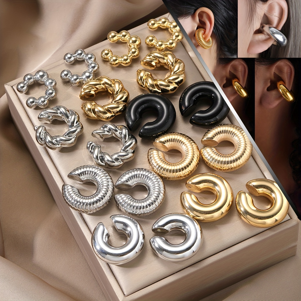 

[top-] 18pcs & Twisted C- Set - No Piercing Required, For &