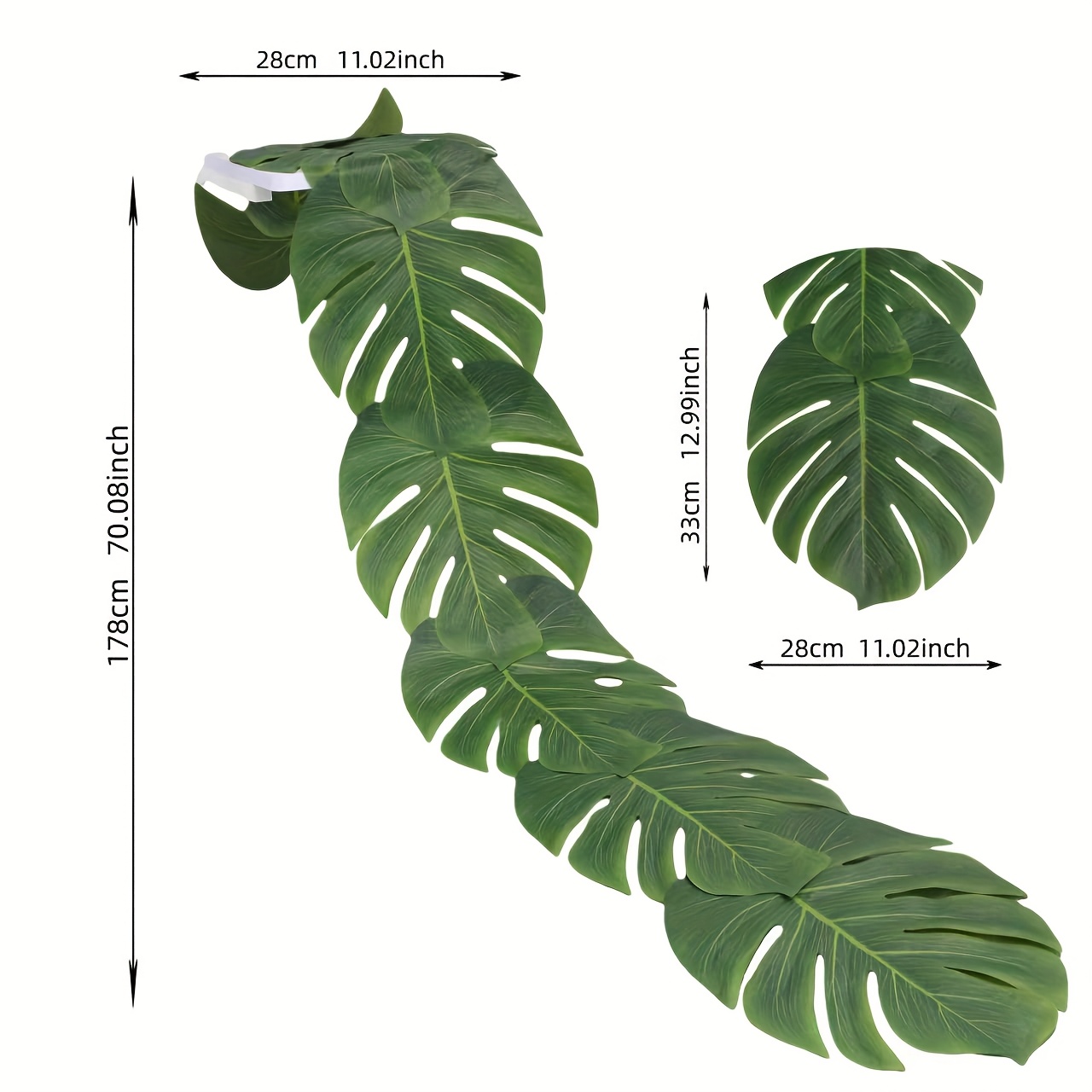 E-shop 70-Zoll Tischläufer mit Monstera-Blättern, grüner Tischläufer mit Palmenblättern für tropische Themenpartys, Strandfeiern und tropische