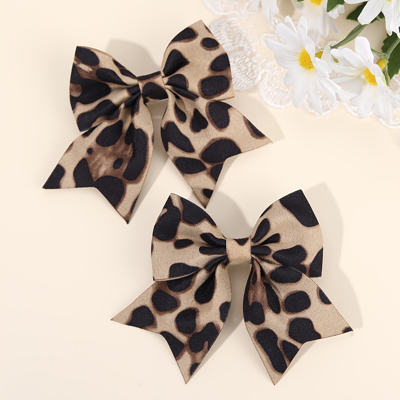 TEMU 2pcs Leopard Print Bow Hair Clips For Women - Stylish Nonslip Hairpins With Leopard Design, Perfect For & Accessories, Party Hair Accessories |