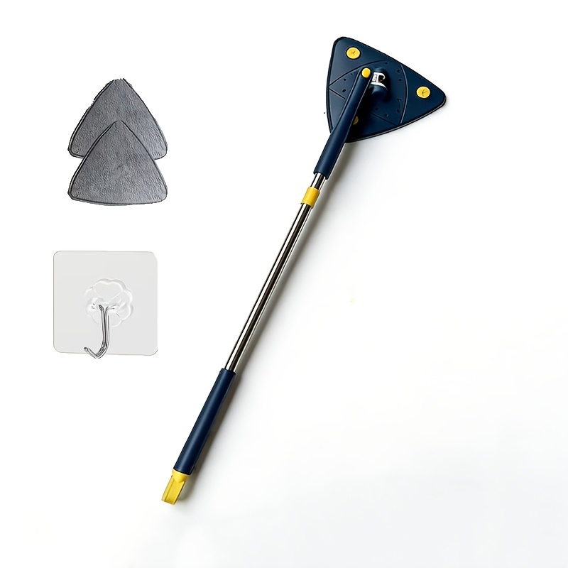 Image of 4pcs Mop Set, 360° Rotatable Triangular Mop, Long Handle Hand-free Mop, Dry And Wet Dual-use Cleaning Mop, Suitable For Floor Walls Ceiling Glass, Cleaning Supplies, Cleaning Tools
