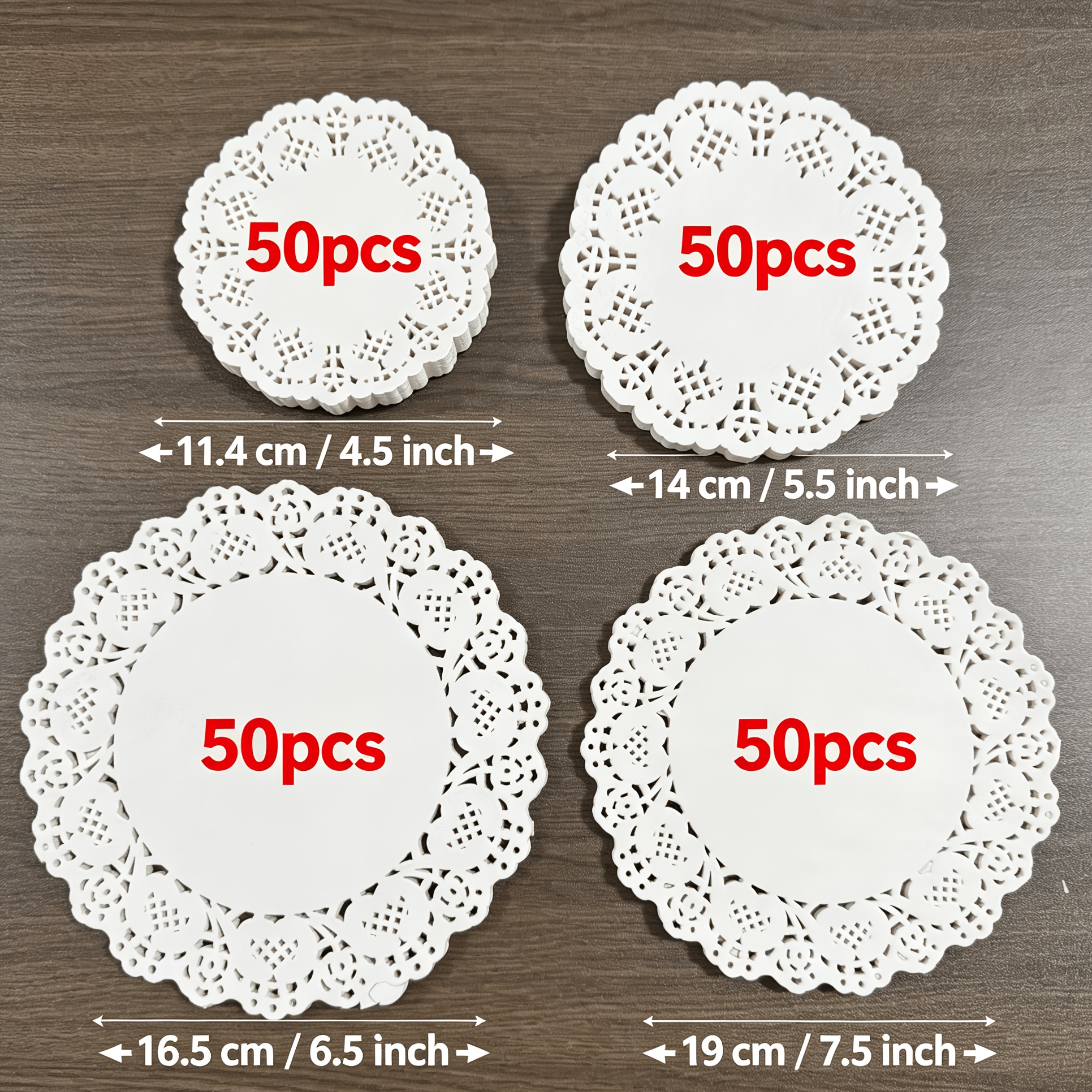 TEMU 200pcs Tapis en Papier de Dentelle Rondes Blanches - Papier de Base en Dentelle sur le Thème de Rêve avec Découpes Ronde, Convient pour le