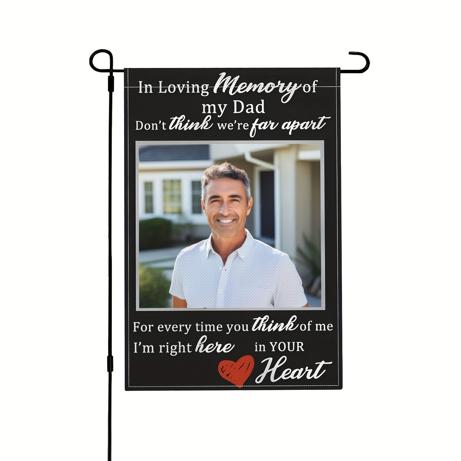 

1pc, Custom Memorial Flag Love My Dad Personalized Garden Flags With Photo, Customized Funeral Sign Memorial Gifts, Decorations For Cemetery Grave Outdoor Yard Lawn 12x18in (no Metal Brace)
