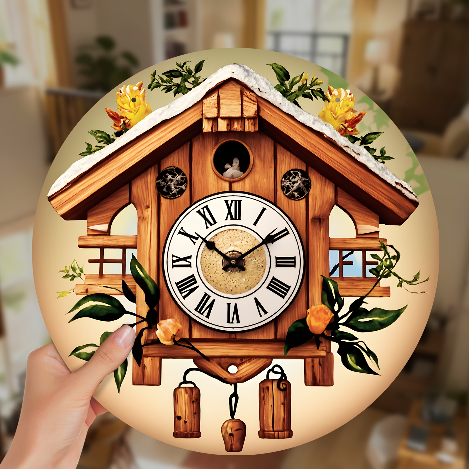 

1pc, Rustic Wooden Wall Clock, Decorative Hanging Clock, High-quality Wood, Multipurpose Wall Hanging For Entryway, Bedroom, Living Room, No Electricity Needed, Home Decor