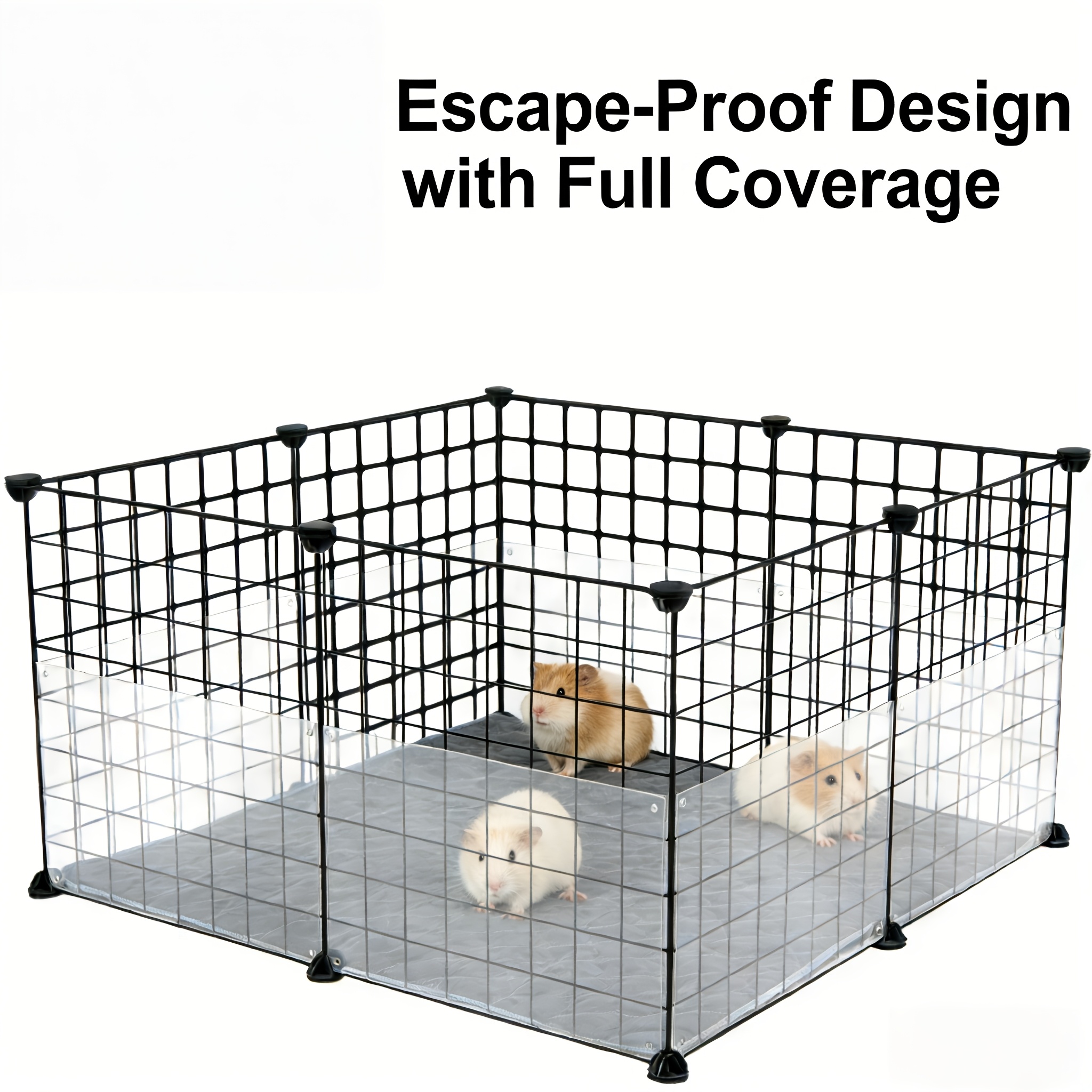 Escape-Proof Small Pet Enclosure Set with Fence & Baffle
