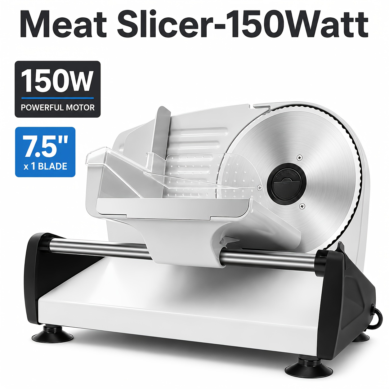 TEMU Electric Meat Slicer Lock Protection-7.5" Removable Stainless Steel Blade, Adjustable Thickness, Easy-to-clean Slicer For Meat, Cheese, (150w