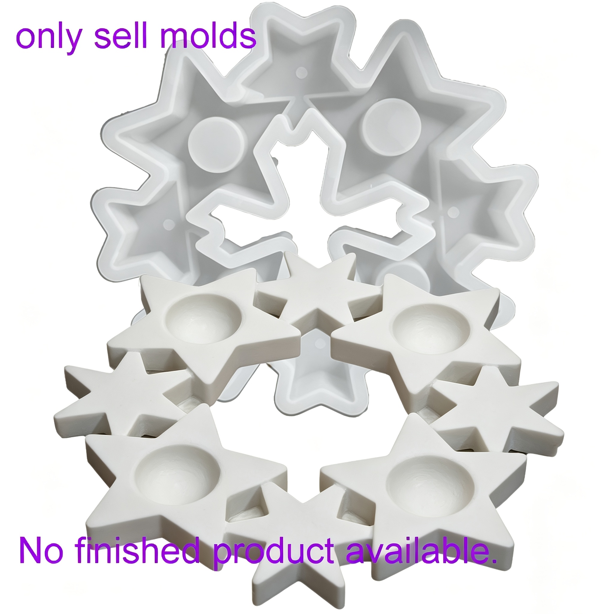 Image of Candle Mold Advent Candlestick Silicone Mold, Christmas Star Candlestick Decoration Plaster Mold Silicone Mold