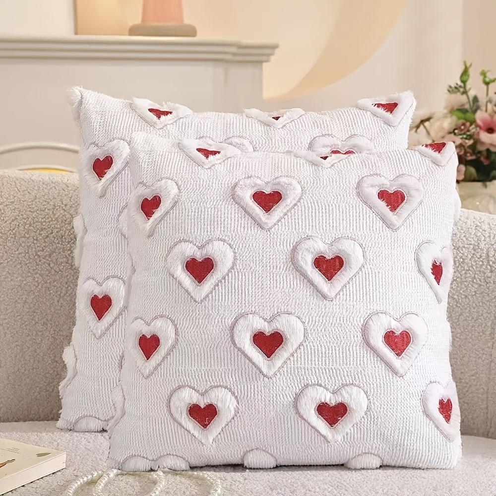 TEMU Set Of 2 -themed Embroidered Jacquard Pillow Covers, Perfect For Valentine's Day And Thanksgiving Gifts, Made From Soft And Cozy Fabric,