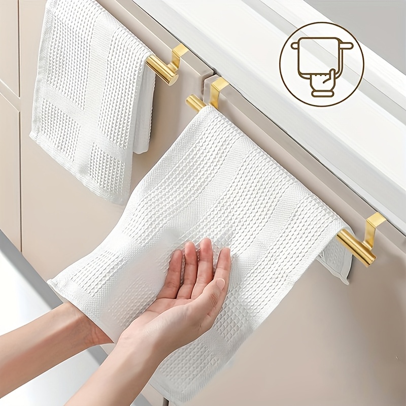 

1pc Cabinet Door Towel Bar, Dish Towel Rack For Cabinet, Stainless Steel Kitchen Towel Holder, Over The Door Hand Towel Hanger For Kitchen Bathroom Cupboard, Ramadan, Golden, Silvery, Black