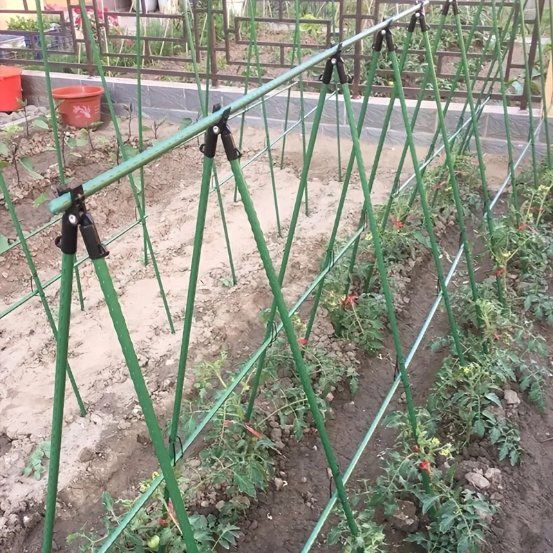 1 set of green garden supports 27 poles 18 connecting pipes 6 buckles 3 a forks grape cucumber bean climbing frame rose plant flower stand support rod     to   adjust the height