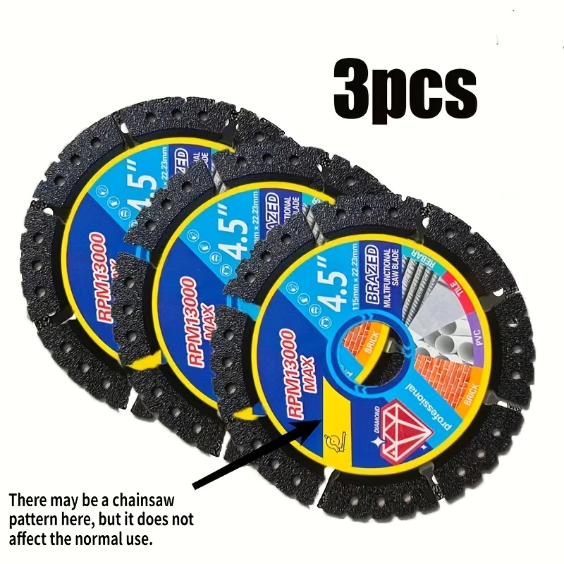 TEMU 3-pack 115mm Professional Diamond Saw Blades, Heavy Duty Multifunctional Diamond Cutting Discs, 22mm , Cutting Wheel For Steel, Iron, Sheet