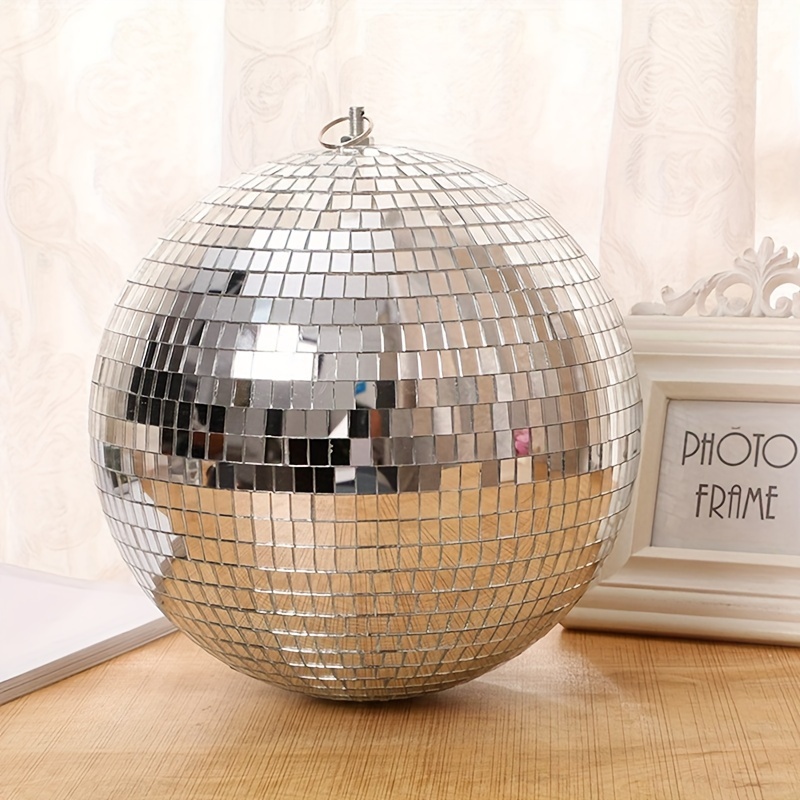 19cm Silvery/1pc Home Decor Mirror Ball Holiday Party Decoration Hanging-piece Christmas Ball Reflective Ball