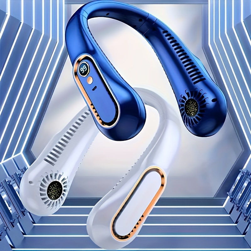   neck fan portable rechargeable cooler fan with 5 speed   display   and blade   for outdoor sports